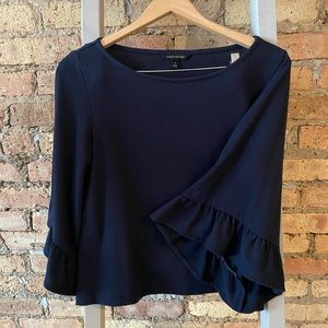 Dark Blue Bell Sleeve Banana Republic Top